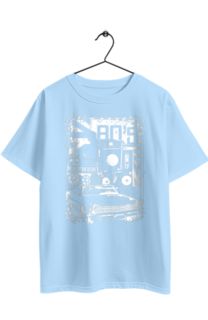Футболка оверсайз с принтом 80 Е, Машина И Музыка. 80, 80е, машина, музыка. 2070702