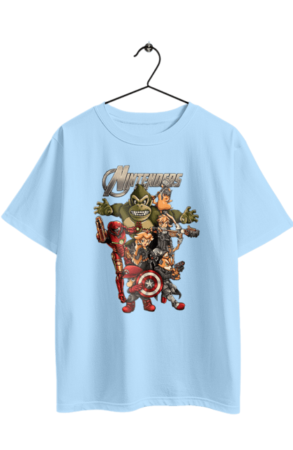 Oversized t-shirt with prints Nintendo heroes. Animal crossing, donkey kong, game characters, kirby, legend of zelda, luigi, mario, nintendo, pokemon, princess stove. 2070702
