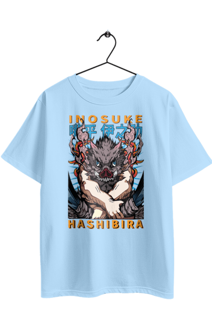 Футболка оверсайз з принтом "Винищувач Демонів Іноске". Demon slayer, inosuke, inosuke hashibira, kimetsu no yaiba, аніме, винищувач демонів, іноске, іноске хашибіра, манга. 2070702