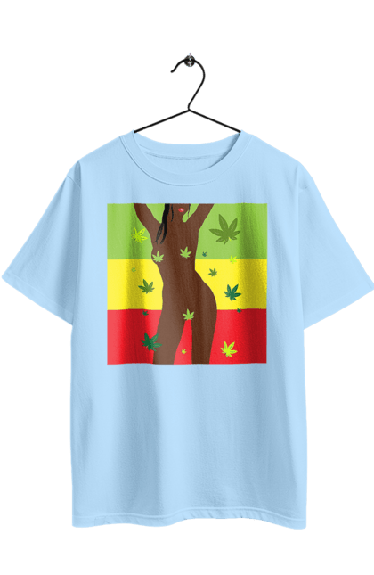 Футболка оверсайз з принтом "Гола Дівчина І Конопля". Гола, конопля, курити, сиськи. 2070702