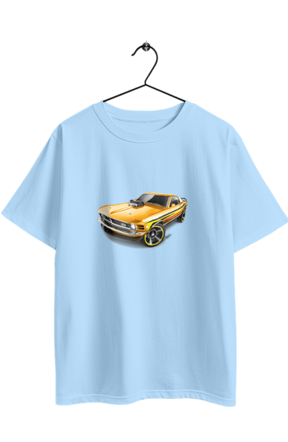 Футболка оверсайз с принтом Форд мустанг. An american legend, cult car, ford mustang, mustang, powerful car, shelby, yellow mustang. 2070702