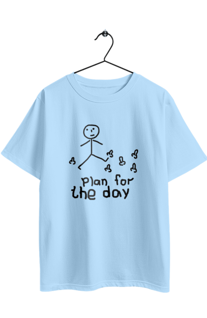 Футболка оверсайз з принтом "План на день". Гумор, жарти, меми, приколи, смішні. 2070702