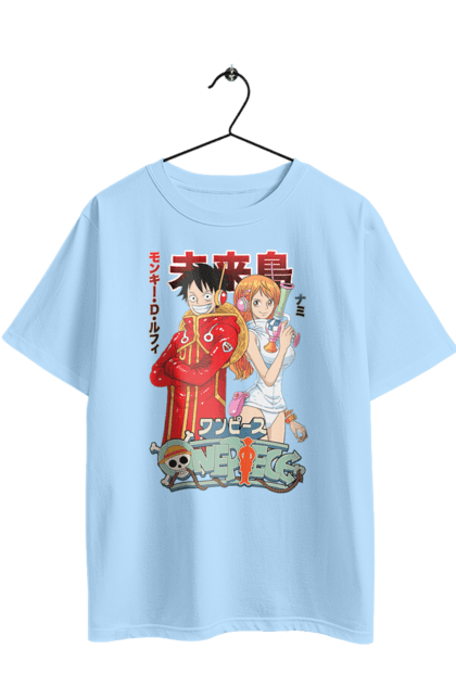Футболка оверсайз з принтом "Ван Піс Намі та Луффі". Cat burglar, nami, one piece, аніме, ван пис, ван піс, кішка-злодійка, луффі, манга, намі. 2070702