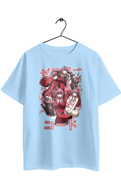 Футболка оверсайз з принтом "Коханий у Франксі Zero Two". Anime, manga, zero two, аніме, зеро ту, коханий у франксі, манга, милий у франксі, нуль два. 2070702