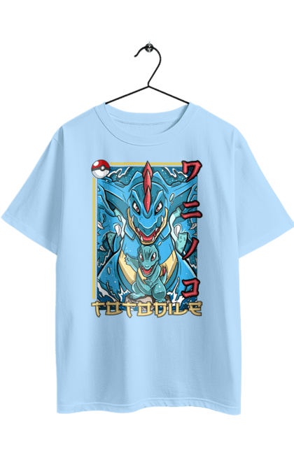 Футболка оверсайз з принтом "Покемон Тотодайл". Nintendo, pokemon, pokеmon go, totodile, нінтендо, покемон, тотодайл. 2070702