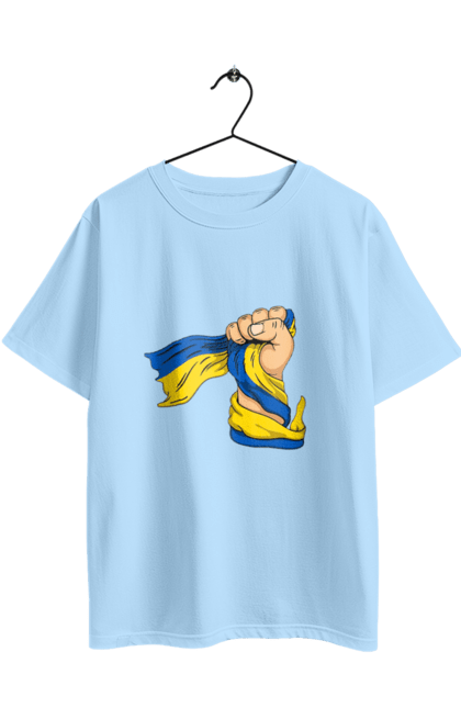 Oversized t-shirt with prints Strong Ukraine. Fist, flag of ukraine, ukraine, ukrainian symbols, will. 2070702