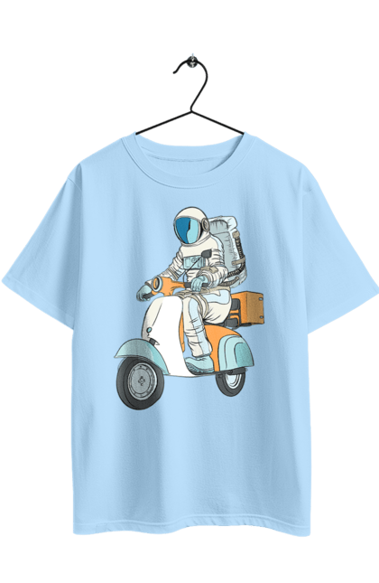 Oversized t-shirt with prints Astronaut on a motorcycle. Cosmonaut, motorcycle, space. 2070702