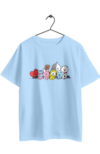 Oversized t-shirt with prints BTS & BT21. Bt21, bts, bts, characters, k pop, k-pop, line, toy. 2070702