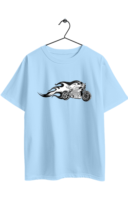 Oversized t-shirt with prints Motorcycle Fire. Fire, moto, motorcycle. 2070702