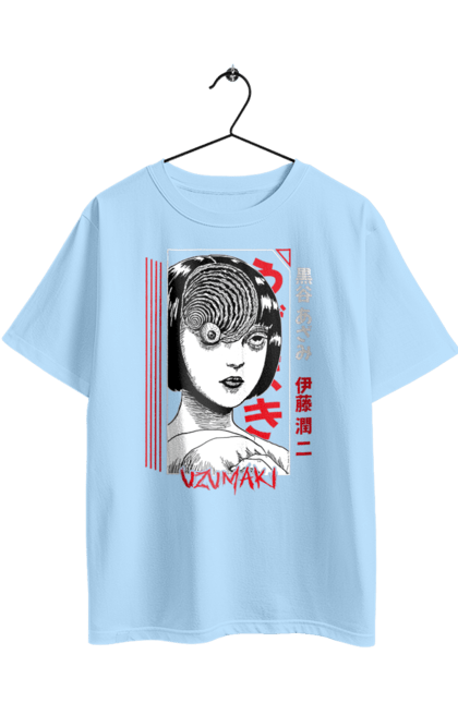 Oversized t-shirt with prints Uzumaki. Anime, horror, kurouzu-cho, kurozu, manga, spiral, uzumaki. 2070702