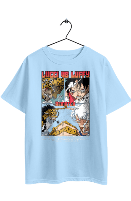 Футболка оверсайз з принтом "Ван Піс Роб Луччі и Луффі". Lucci, luffy, one piece, аніме, ван піс, луффі, луччі, манга, пірати, роб луччі. 2070702