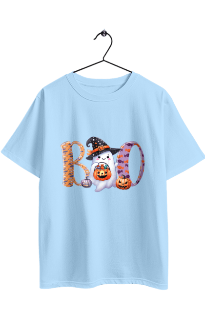 Oversized t-shirt with prints Halloween Ghost. Costume, ghost, halloween, holiday, october, october 31, scary, sweets, trick or treat. 2070702