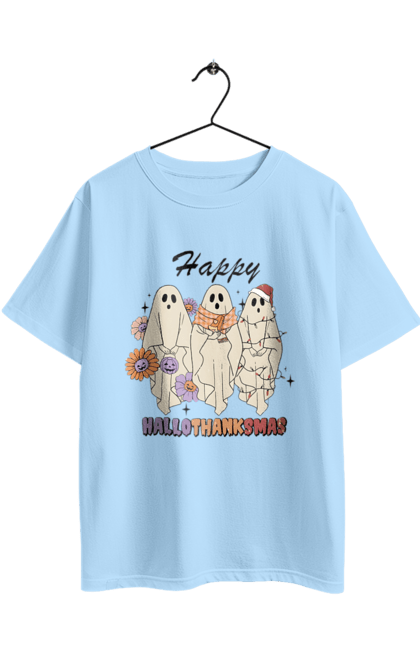 Oversized t-shirt with prints Halloween Ghost. Costume, ghost, halloween, holiday, october, october 31, scary, sweets, trick or treat. 2070702