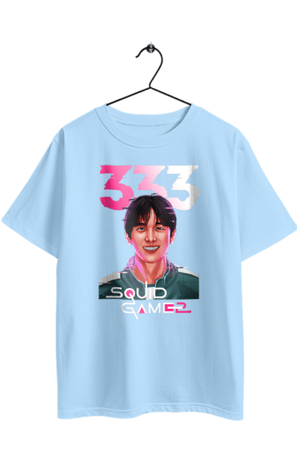 Футболка оверсайз с принтом Игра в кальмара Ли Мён Ги. 333, lee myung-gi, netflix, squid game, игра в кальмара, игрок 333, ли мён ги, нетфликс, сериал. 2070702