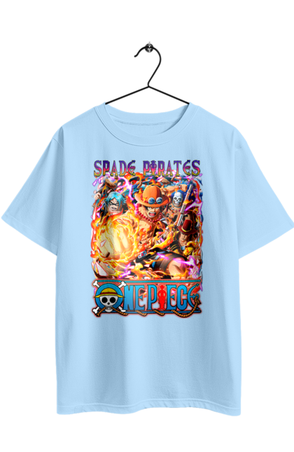 Oversized t-shirt with prints One Piece Portgas D. Ace. Anime, fire fist, gol d. ace, manga, one piece, portgas d. ace, straw hat pirates. 2070702
