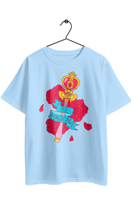Футболка оверсайз з принтом "Створи чарівність". Sailor moon, аніме, жезл, квіти, магія, сейлор мун, серіал, троянда, чаклунство, чарівність. 2070702