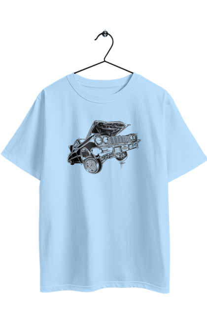 Футболка оверсайз с принтом Автомобіль. Car, chevrolet, classic, impala, lowrider. 2070702