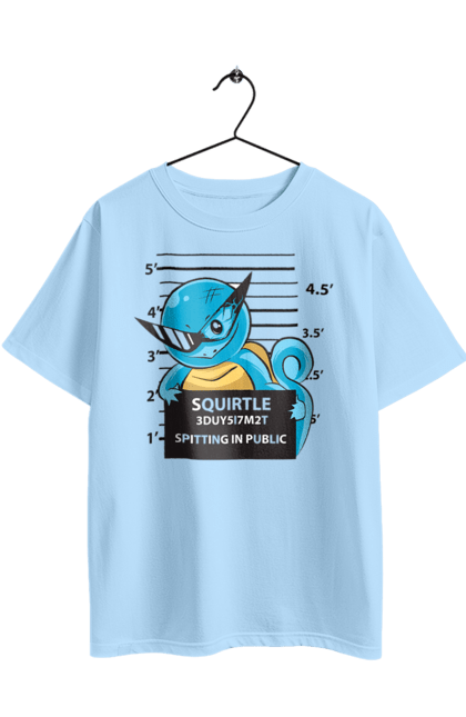 Футболка оверсайз з принтом "Покемон Сквіртл магшот". Mugshot, nintendo, pokémon go, squirtle, аніме, ігри, магшот, покемон, сквіртл. 2070702