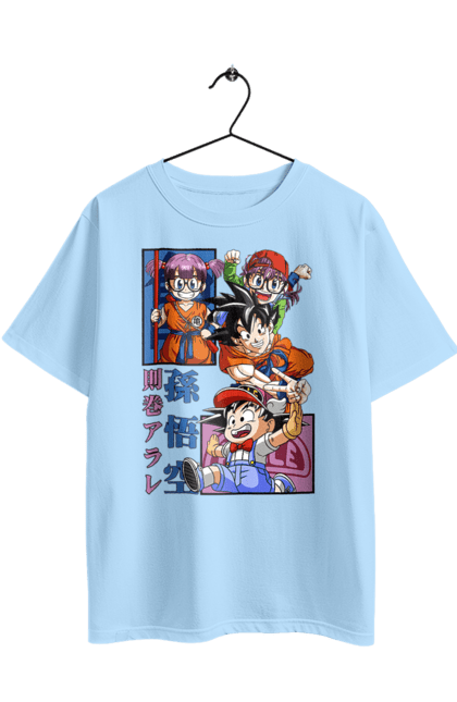 Oversized t-shirt with prints Dragon Ball Son Goku and Arale. Anime, arale, arale norimaki, dr. slump, dragon ball, goku, manga, son goku, tv series. 2070702