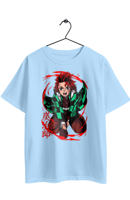 Футболка оверсайз з принтом "Винищувач Демонів Танджіро". Demon slayer, kamado tanjiro, kimetsu no yaiba, аніме, винищувач демонів, манга, танджіро, танджіро камадо. 2070702