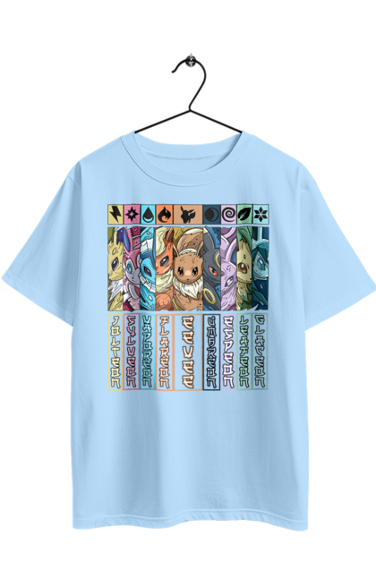 Футболка оверсайз з принтом "Покемон Івілюция". Eevee, eeveelutions, nintendo, pokemon, pokеmon go, umbreon, іві, івілюция, покемон, умбреон. 2070702