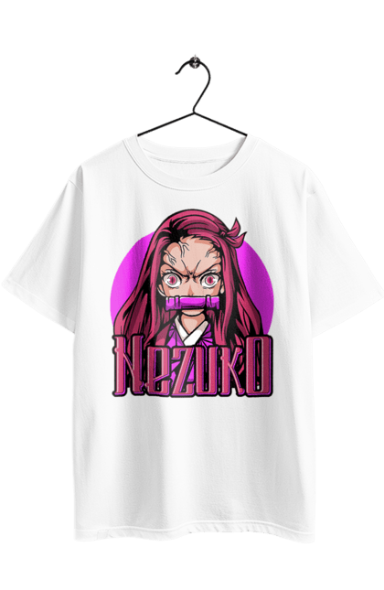 Футболка оверсайз с принтом Клинок Рассекающий Демонов Незуко. Demon slayer, kimetsu no yaiba, nezuko, аниме, истребитель демонов, манга, незуко, сериал. 2070702