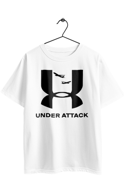 Футболка оверсайз з принтом "Under Attack black". Андер армор, бренди, гумор, приколи, прикольні, ундер армор. 2070702
