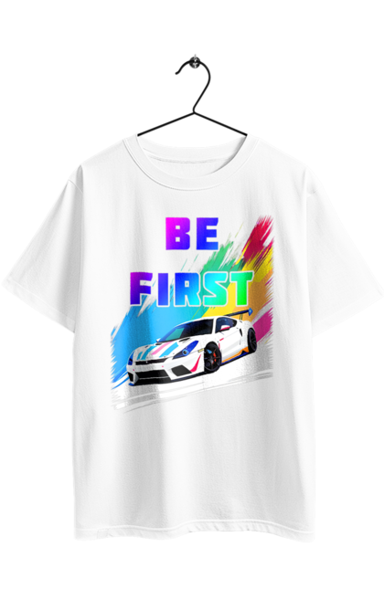 Футболка оверсайз з принтом "Гонка". Автомобільний, гонка, спортивна машина, спортивний автомобіль. 2070702
