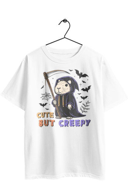 Футболка оверсайз з принтом "Капібара". Capybara, halloween, водосвинка, гарбуз, гризун, капібара, свято, тварина, хелловін. 2070702