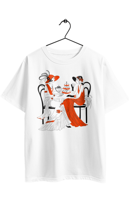 Футболка оверсайз з принтом "Дами В Червоному". Дами, посиденьки, чаювання. 2070702