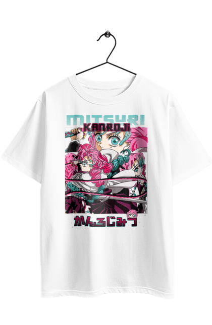 Футболка оверсайз з принтом "Винищувач Демонів Міцурі". Demon slayer, kimetsu no yaiba, mitsuri, mitsuri kanroji, аніме, винищувач демонів, манга, міцурі, міцурі канроджи, серіал. 2070702