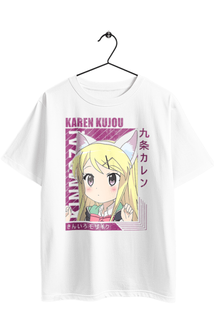 Oversized t-shirt with prints Kiniro Mosaic Karen Kujo. Anime, gold mosaic, karen, karen kujo, kiniro mosaic, kinmoza, manga. 2070702