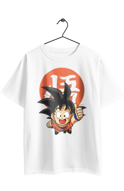 Oversized t-shirt with prints Dragon Ball Son Goku. Anime, dragon ball, goku, manga, son goku, tv series. 2070702