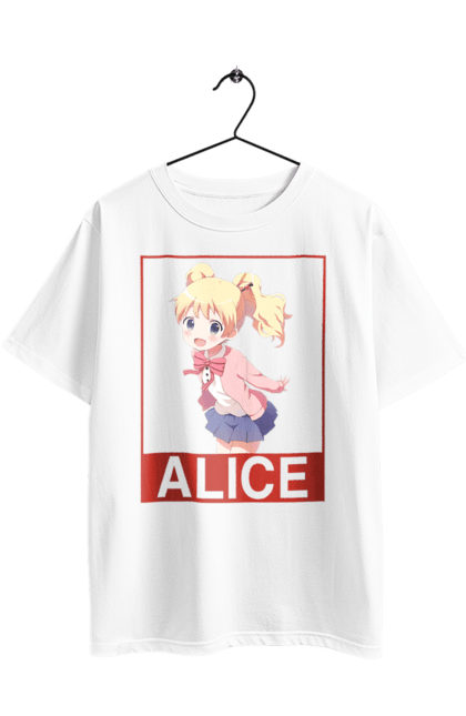 Футболка оверсайз з принтом "Золота мозаїка Аліса Картелет". Alice cartelet, anime, kiniro mosaic, kinmoza, manga, аліса, аліса картелет, аніме, золота мозаїка, манга. 2070702