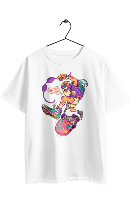 Футболка оверсайз з принтом "Дід на хвилі". Будь молодим, вогонь, ганяй, грай, дід та скейт, драйв, крутий дід, молодість у душі, спорт, старість. 2070702