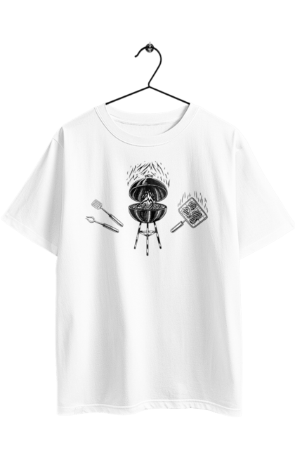 Футболка оверсайз з принтом "Барбекю Смажити М'ясо". Барбекю, м`ясо, смажити. 2070702