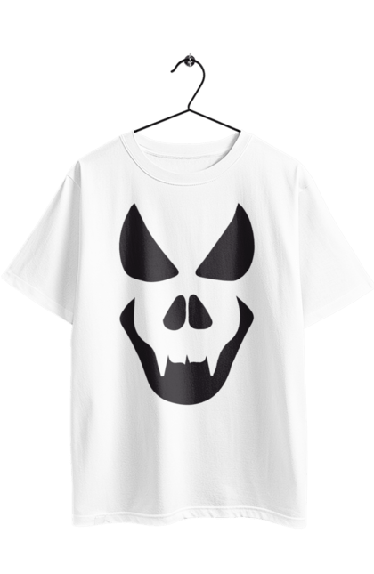 Футболка оверсайз з принтом "Гарбузове обличчя на Хелловін". 31 жовтня, halloween, гарбуз, гелловін, жовтень, капощі, ласощі, лякати, свято, хелловін. 2070702