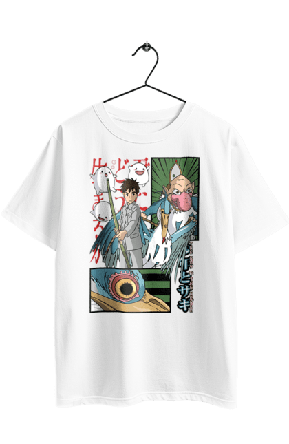 Oversized t-shirt with prints The Boy and the Heron. Boy and bird, cartoon, ghibli, japan, miyazaki, studio ghibli. 2070702