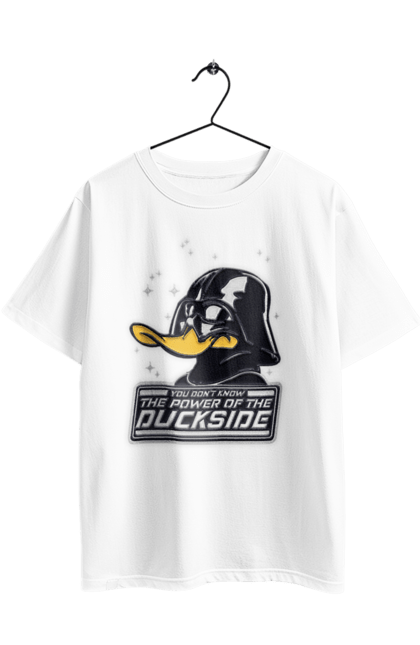 Футболка оверсайз з принтом "Дак Вейдер". Dark side, darth vader, star wars, дарт вейдер, зоряні війни, качині історії, качка, темна сторона. 2070702