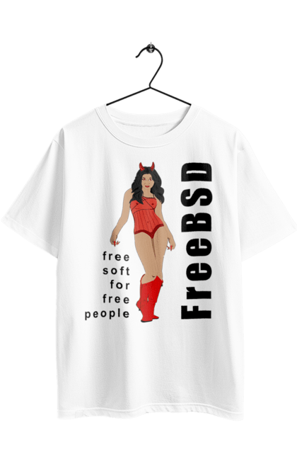 Футболка оверсайз з принтом "Freebsd Для Вільних". Bsd, freebsd, unix, адміністратор, айті, айтішник, безкоштовна, безкоштовно, бестія, вільна, демон, демонесса, дівчина, для дорослих, доступність, еротика, еротична, жінка, незалежність, операційна система, ос, програміст, програмне забезпечення, свобода, сисадмін, система, системний адміністратор, софт, текст, червоний, чорний. 2070702