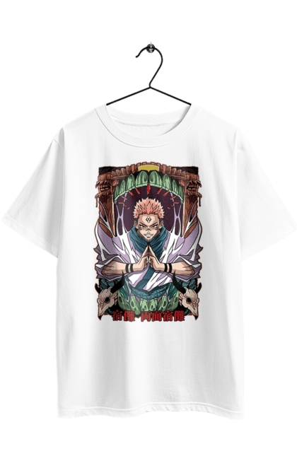 Футболка оверсайз з принтом "Магічна битва Сукуна". Anime, jujutsu kaisen, manga, sukuna, аніме, магічна битва, манга, містика, сукуна, темне фентезі. 2070702