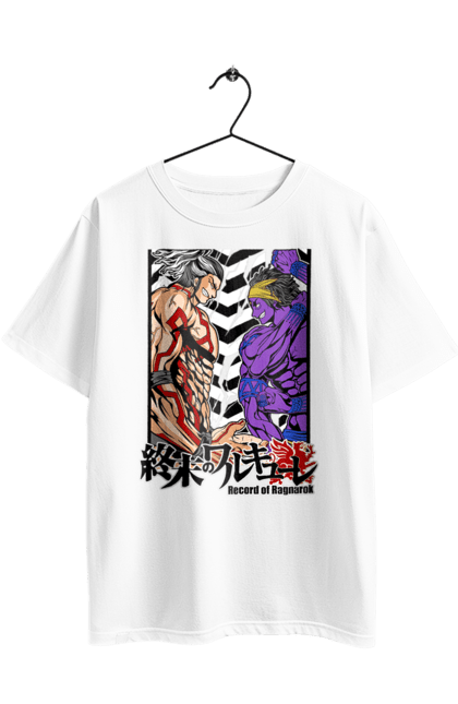 Oversized t-shirt with prints Record of Ragnarok Shiva vs Raiden. Anime, comics, manga, netflix, raiden, record of ragnarok, shiva. 2070702