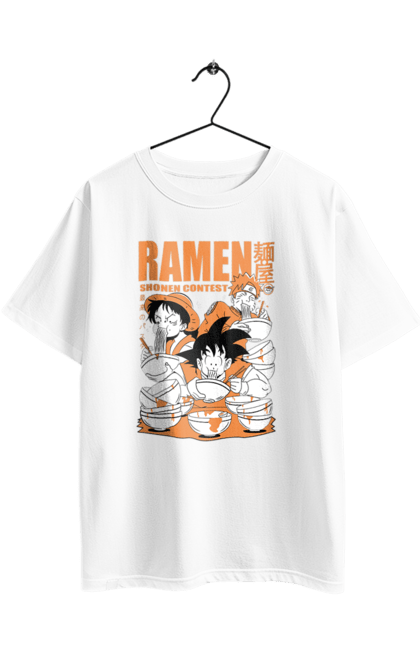 Футболка оверсайз з принтом "Рамен". Anime, manga, ramen, аніме, гоку, їжа, луффі, наруто, персонажі, рамен. 2070702