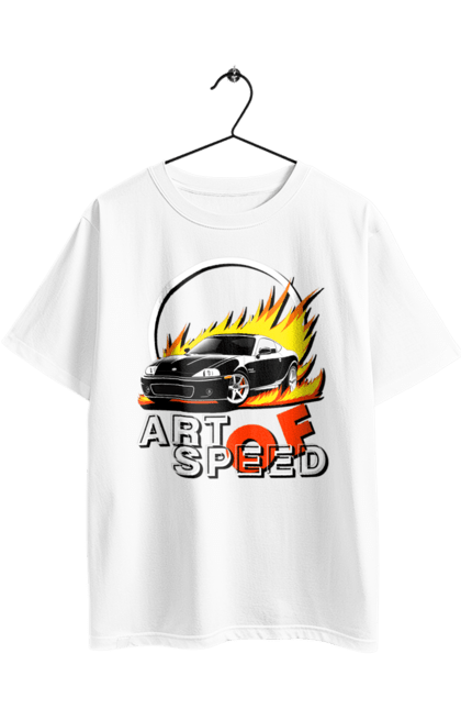 Футболка оверсайз з принтом "Автомобіль у вогні". Авто, автомобіль у вогні, гонка, дрейф, спорт, спортивна машина, швидкість. 2070702
