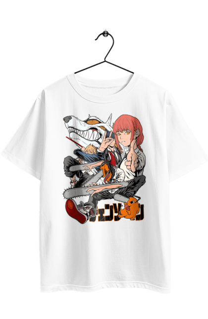 Футболка оверсайз з принтом "Людина Бензопила". Anime, chainsaw man, denji, manga, pochita, аніме, денджі, людина-бензопила, манга, почіта. 2070702