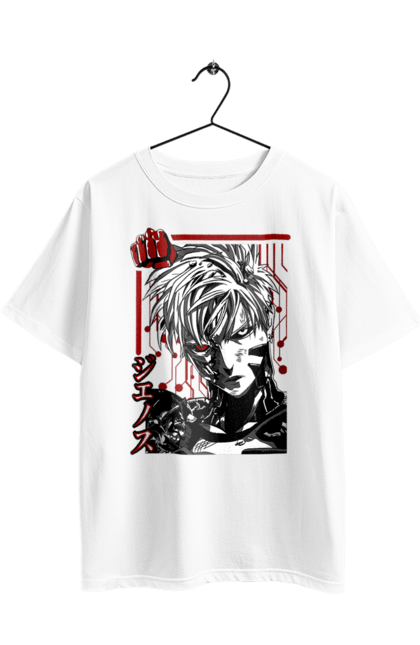 Футболка оверсайз з принтом "Ванпанчмен Генос". Genos, one punch man, аніме, ванпанчмен, генос, демон, кібер, кібер-демон, манга, супергерої. 2070702