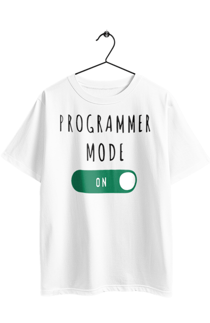 Футболка оверсайз з принтом "Режим програміста". Айті, айтішник, для айтішника, для програміста, подарунок айтішнику, подарунок програмісту, програміст, режим програміста, розробник. 2070702
