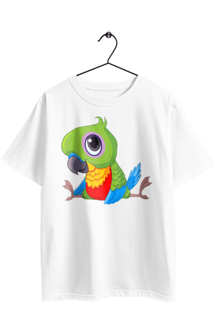Oversized t-shirt with prints Lovebird. Nicely, parrot. 2070702