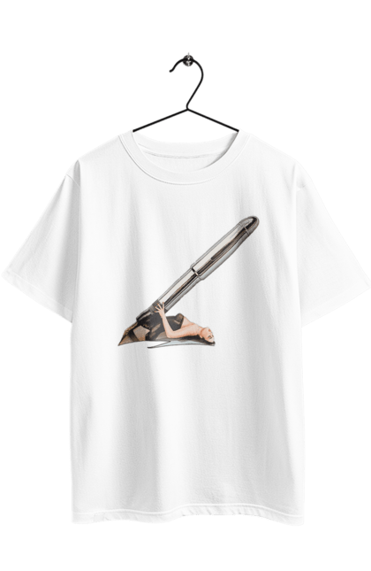 Футболка оверсайз з принтом "Великий Патрон". Дівчина, куля, патрон. 2070702