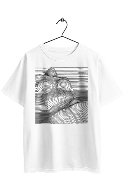 Футболка оверсайз з принтом "Дівчина В Смужку". Гола, сиськи. 2070702